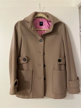 GAP Tan Peacoat with Pink Lining